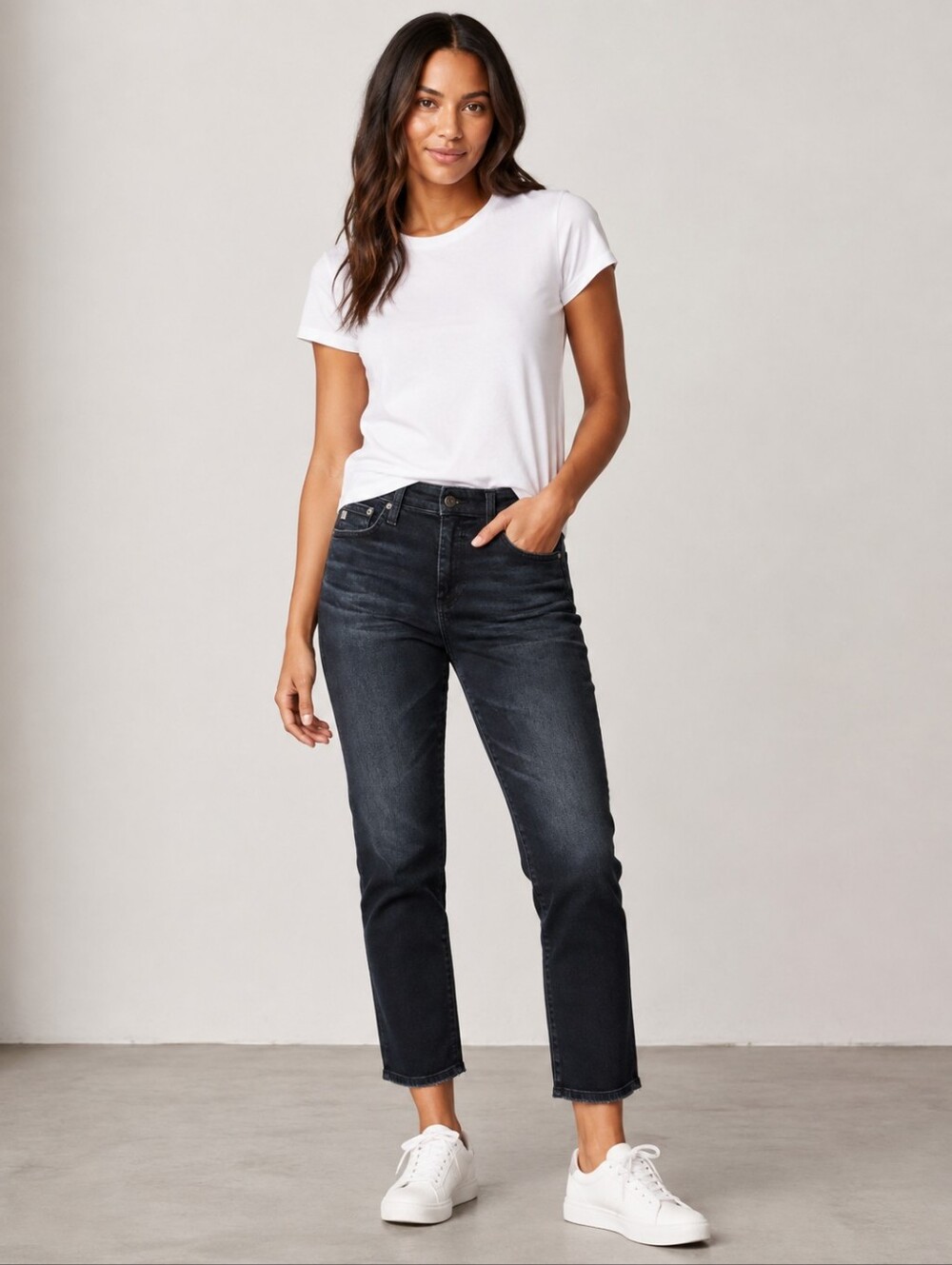 ❤ AG ADRIANO GOLDSCHMIED MARI HIGH RISE STRAIGHT CROP JEANS, AG-ED DENIM, 6 (28)